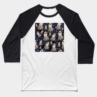 Spooky Ghost Pattern Baseball T-Shirt